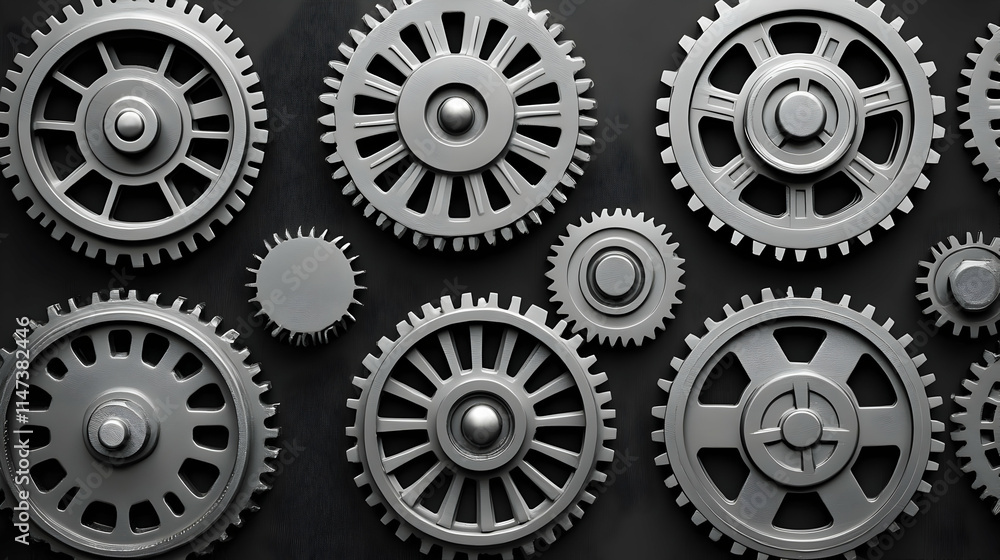 Poster gears rotate smoothly: mechanism, engineering, industry in motion