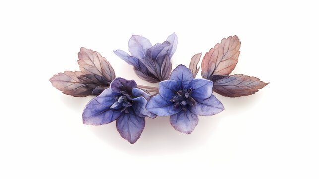 A single ajuga reptans bloom on a plain white background, capturing every petal detail. Petal. Illustration