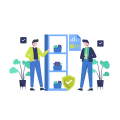 Customer data protection and privacy, vector illustration, landing page, ui, website, mobile app, social media, poster, flyer, article, and banner