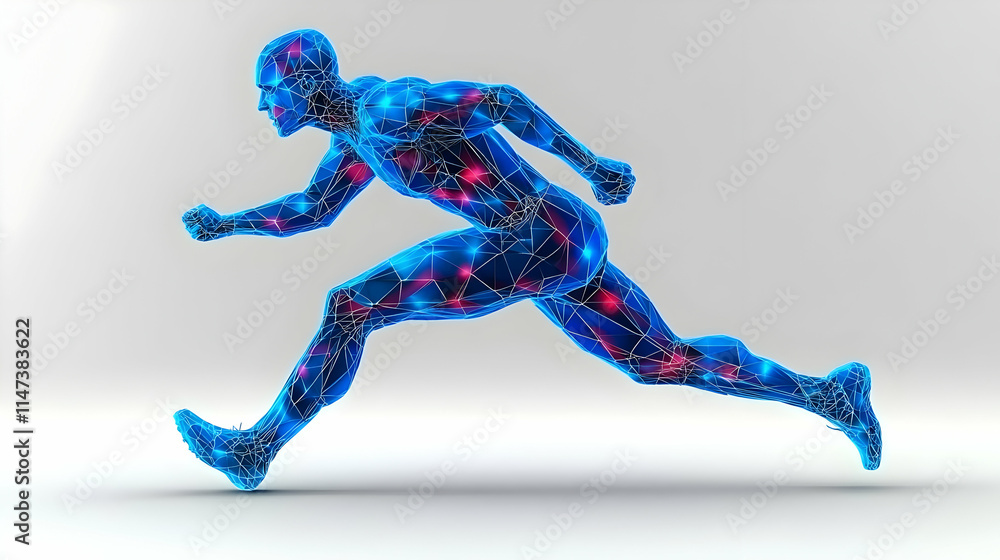 Aufkleber abstract runner sprints forward dynamically and powerfully