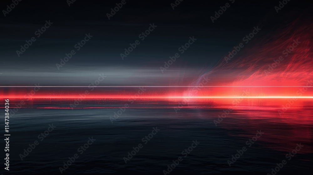 Poster this abstract image features a striking red line on a dark background, creating a modern and eye-cat