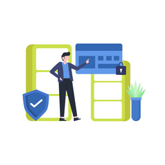 Customer data protection and privacy, vector illustration, landing page, ui, website, mobile app, social media, poster, flyer, article, and banner