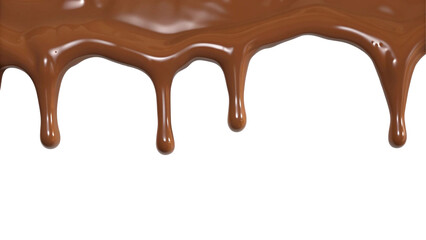 a close-up of a drizzle of chocolate isolated on transparent background