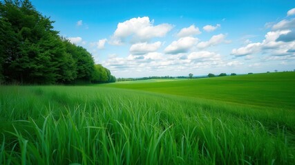 Fototapeta premium A breathtaking scene of a tranquil sky above a peaceful meadow, serene, countryside, natural