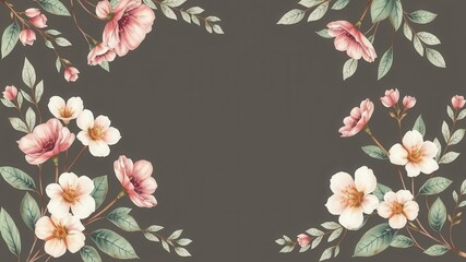 Watercolor wedding invitation template with arrangement flower and leaves, design, floral, wedding