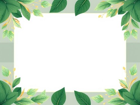 Green and gold leaves wedding invitation card template with elegant floral design and space for customizable text, template, invitation, leaves