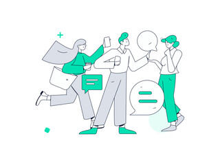 Communicate with consultants flat vector character concept operation hand drawn illustration
