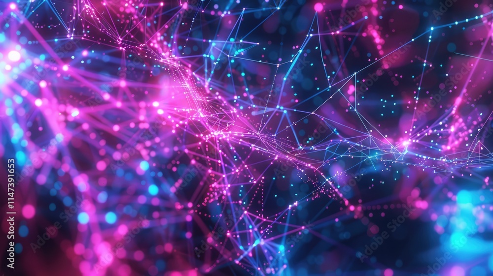 Poster a vibrant abstract network design featuring colorful lines and glowing connections. perfect for illu