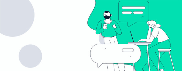 Communicate with consultants flat vector character concept operation hand drawn illustration

