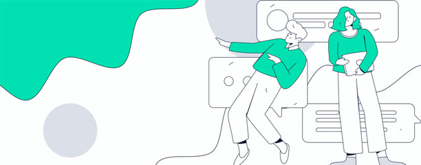 Communicate with consultants flat vector character concept operation hand drawn illustration
