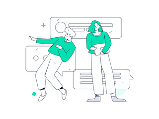 Communicate with consultants flat vector character concept operation hand drawn illustration
