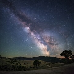 Majestic Milky Way Galaxy Over Rural Australian Landscape