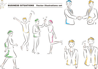 色々なビジネスシーンをまとめたイラストセット-03