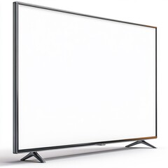 Naklejka premium Smart TV with a blank white screen on a modern stand placed on a clean surface isolated on a white background ar 169