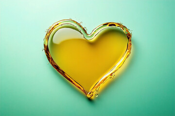 A heart-shaped olive oil on a nice background. (Generative AI)