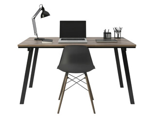 Realistic 3d design of real working table isolate on transparent background