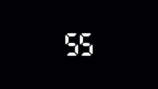  Digital countdown timer One minute animation from 60 to 0 seconds on transparent background , 60 second countdown timer, Digital Countdown video
