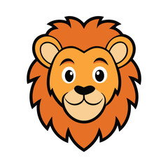 Fototapeta premium A charming lion face mascot logo featuring a playful expression, soft rounded features, and a fluffy mane, perfect for branding that evokes warmth, fun, and approachability.