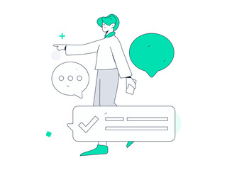 Communicate with consultants flat vector character concept operation hand drawn illustration
