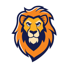 Obraz premium A charming lion face mascot logo featuring a playful expression, soft rounded features, and a fluffy mane, perfect for branding that evokes warmth, fun, and approachability.