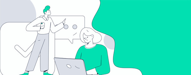 Communicate with consultants flat vector character concept operation hand drawn illustration

