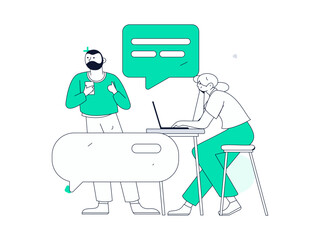 Communicate with consultants flat vector character concept operation hand drawn illustration
