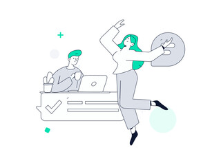 Communicate with consultants flat vector character concept operation hand drawn illustration
