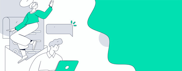 Communicate with consultants flat vector character concept operation hand drawn illustration
