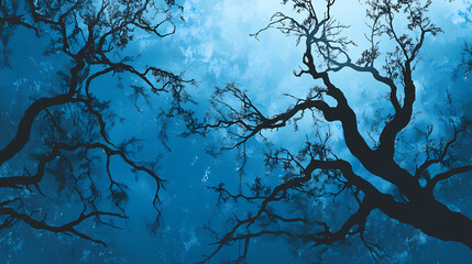 Wintery blue background. Brumal. Illustration