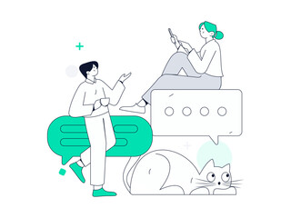 Communicate with consultants flat vector character concept operation hand drawn illustration
