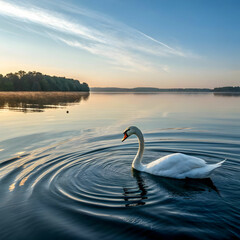 Fototapeta premium swam floating on rippled water