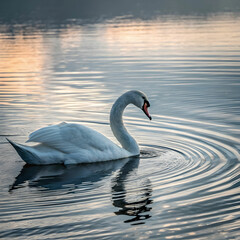swam floating on rippled water