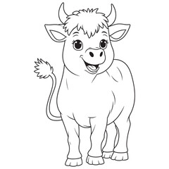 Artistic cow logo icon line art vector illustration with detailed horns and head
