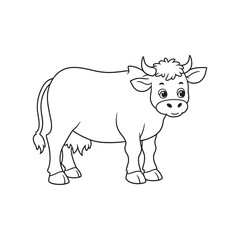Artistic cow logo icon line art vector illustration with detailed horns and head