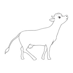 Artistic cow logo icon line art vector illustration with detailed horns and head