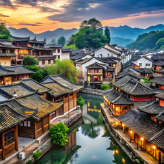 Fototapeta premium the old town of the city after returning from a 6w