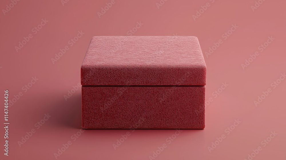 Poster Soft Textured Pink Box with Lid on Minimalist Background in Modern Design Style