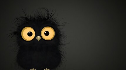 Fototapeta premium A Cute, Fluffy, Black Owl with Big, Bright Eyes
