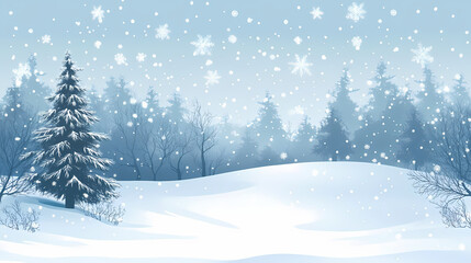 Obraz premium Serene winter scene: forest hillside in snow. Brumal. Illustration