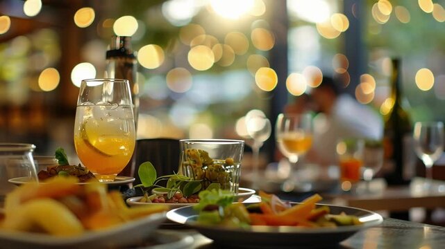 Gentle bokeh effect on a variety of brunch dishes creating an inviting and relaxed atmosphere