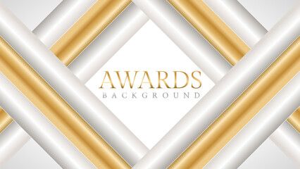 Awards background with gold and silver ribbons, perfect for ceremonies, certificates, presentations, and promotions. Modern and luxurious design exuding prestige and professionalism