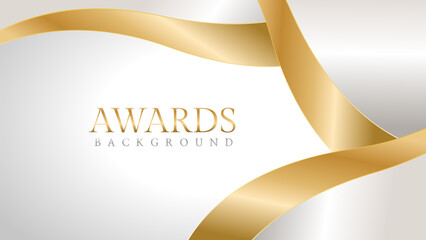 Awards background with gold and silver ribbons, perfect for ceremonies, certificates, presentations, and promotions. Modern and luxurious design exuding prestige and professionalism