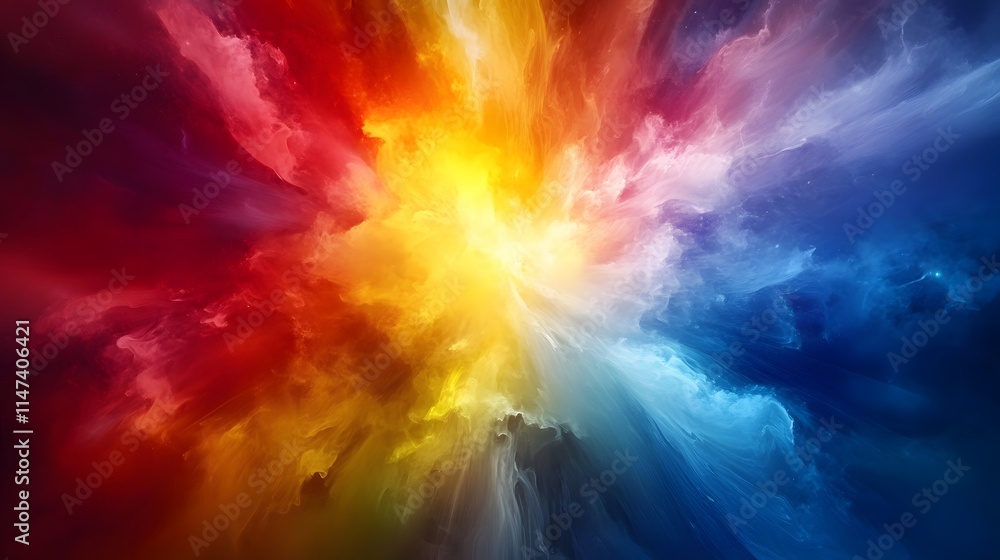 Poster vibrant explosion of color abstract digital art artistic expression dynamic environment creative vie