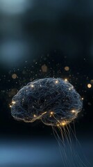 A creative representation of a brain illuminated with glowing connections, symbolizing intelligence and creativity.