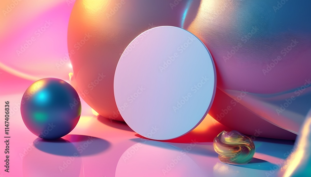 Poster artistic still life composition featuring colorful shapes and textures in a studio environment for a
