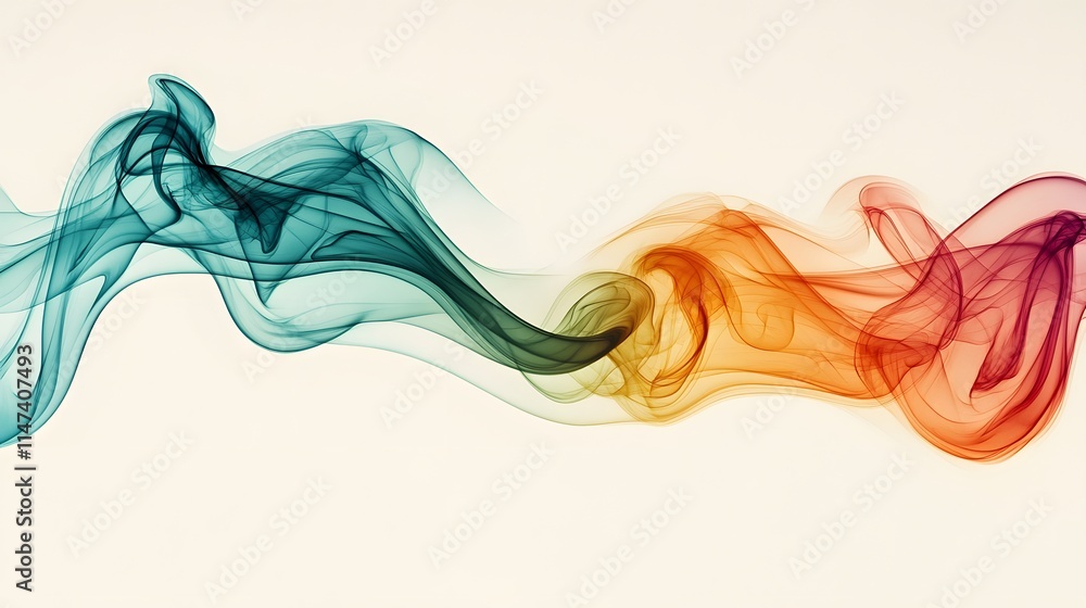 Poster dynamic flow of colorful smoke patterns abstract art digital design vibrant environment aesthetic vi