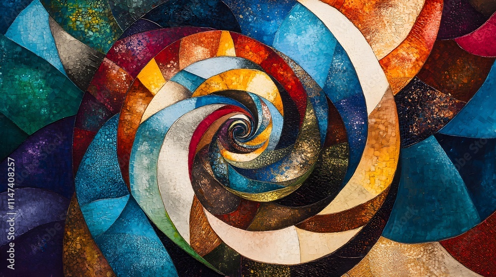 Poster dynamic spiral art display artistic gallery digital artwork abstract environment top-down view visua