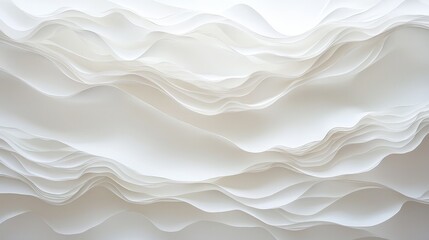 Obraz premium Abstract white paper waves, layered texture background.