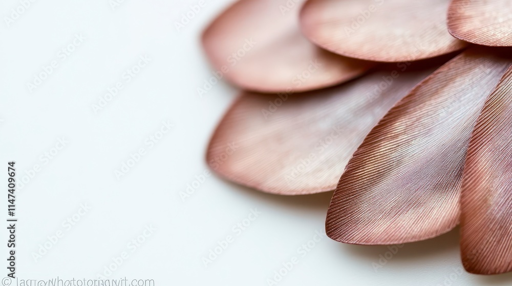 Poster a close-up of delicate, layered petals in soft tones, showcasing intricate textures and subtle color