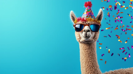 Fototapeta premium Alpaca with party hat